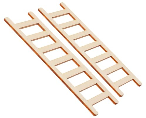 SUPVOX 2 Stück Miniatur Holzleiter Naturfarbene Puppenhaus Deko Realistische Mini Leiter für Feengarten und Langlebig Glatte Oberfläche Leicht und Platzsparend