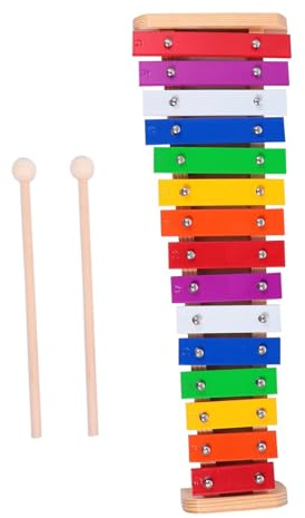 DECORNIJIA Xylophon aus Holz für Tasten Glockenspiel mit Farbigen Markierungen Sicherem Aluminium Klangplatten Design Fördert Musikalische Entwicklung und Hand Auge Koordination