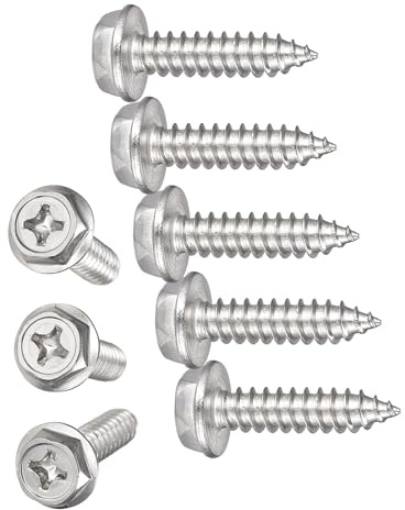 TA-VIGOR M6 x 25mm Self Tapping Screws, 50Pcs Phillips Head Metal Screws | 304 Stainless Steel Hex Washer Screws, Hex Flange Sheet Metal Screws for Metal, Plastic, Wood and DIY Projects