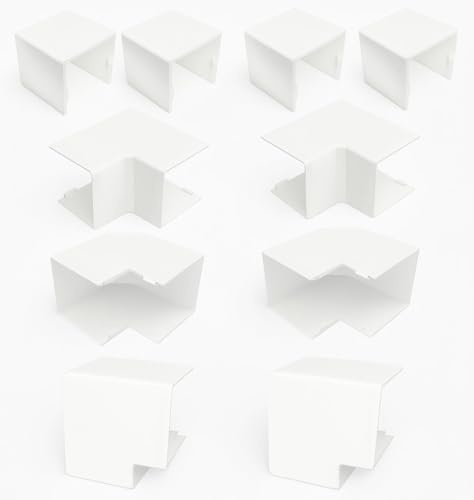 Kabelkanal Zubehör Set 40x40 mm, 10-teilig – Innen- und Außenecken, Flachwinkel & Endkappen, weiß – Elektroinstallationskanal Verbindungsstücke