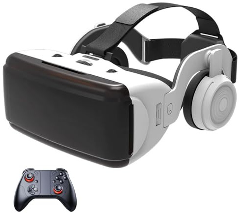 Gafas VR, Gafas de Virtual Reality 3D, VR Gafas con Controlador Bluetooth, Compatibles con Dispositivos Android y iPhone 4,7-7,2 Pulgadas, para niños y Adultos(C)