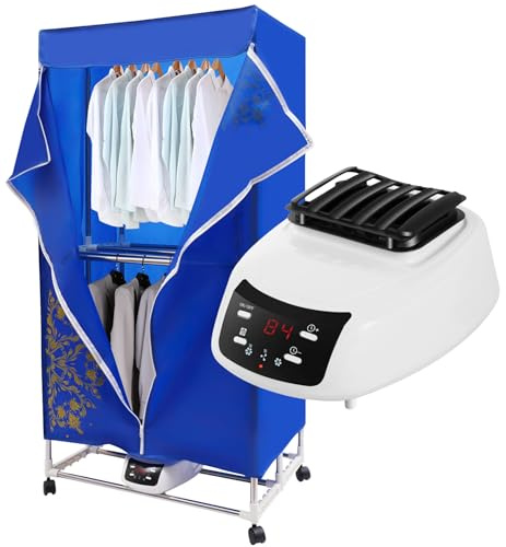 Secadora de ropa eléctrica portátil armario secador de aire caliente 1500 W 430L 30 kg capacidad plegable con mando a distancia y temporizador IPX1 resistente al agua para casa apartamento camping