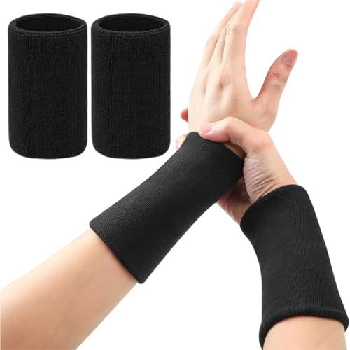 Bandeau Anti-Transpiration pour Poignet, 1 paire, Bracelets d'exercice pour Bras de Fitness, Brassard Éponge Absorbant, pour compétitions, pour Basket-Ball, Tennis, Football, Course à Pied, 8 x 15 cm