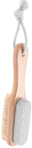 Baluue Piedra Pómez y Cepillo de Cerdas para Exfoliar Pies con Mango de Madera y Doble Cara