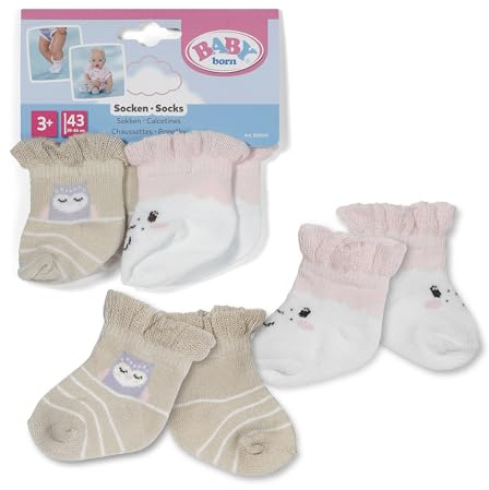 BABY born Socken 2 Paar mit Schaf- und Eulenmotiv für 43cm Puppen