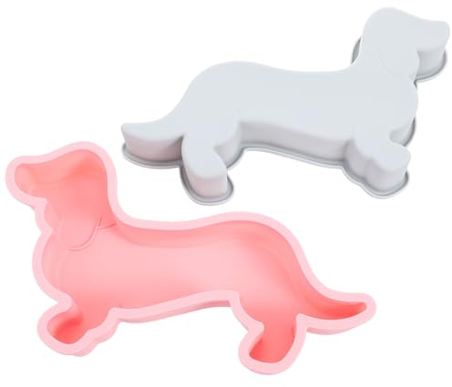 SEWACC Set 2 Pezzi Stampi in Silicone per Dolci a Forma di Cane Antiaderenti e Resistenti al Calore per Biscotti Cioccolatini e Caramelle Uso Domestico e Professionale