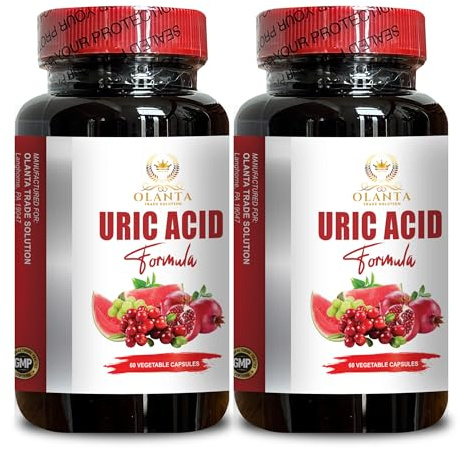 OLANTA TRADE SOLUTION URIC Acid Complex - Joint Support & Digestive Health, Premium uric Acid Support Supplement, Art Cherry, Milk Thistle, Devils Claw - 2 Bottles 120 Capsules