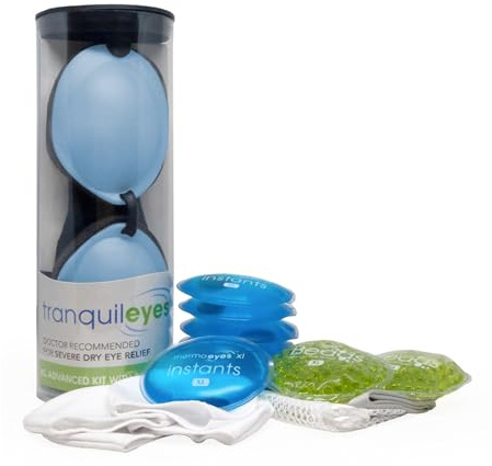 Eye Eco Tranquileyes XL Advanced Warm Compress - Dark Eye Mask for Dry, Irritated Eyes - Combines Moisture and Heat for Comfort and Eye Shade - Blue
