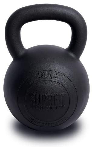SUPRFIT Econ Kettlebells - Pulverbeschichtete Kugelhantel aus Gusseisen für Kraft- & Crosstraining - Ideal zum Reißen, Stoßen & Drücken, Perfekt als Kettlebell Set, Gewicht: 4-48kg, Schwarz lackiert