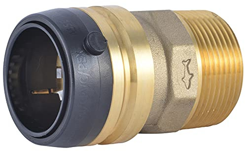 SharkBite 1-1/4 Inch MNPT Adapter, Push to Connect Brass Plumbing Fitting, PEX Pipe, Copper, CPVC, PE-RT, HDPE, UXL113532M