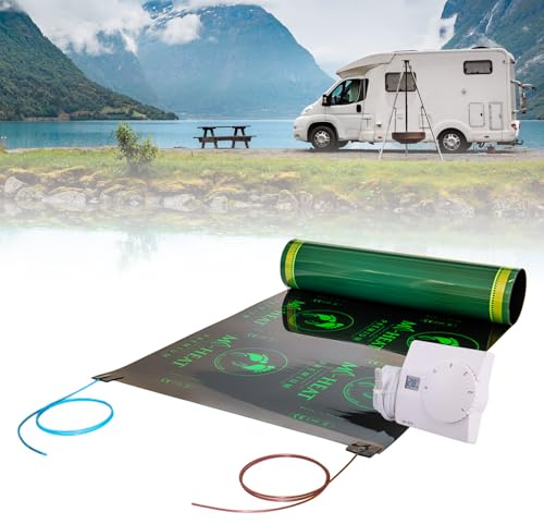 Mi-Heat Chauffage électrique au Sol 0,5x2,75m - Idéal pour Les véhicules comme Les Camping-Cars Les caravanes Les Camping-Cars - Elément Chauffant Infrarouge + Thermostat d'ambiance SAS816