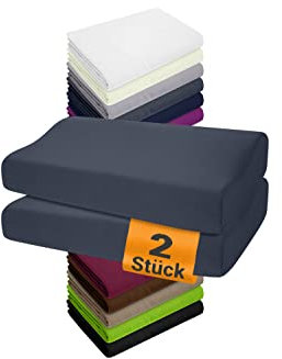 npluseins 2er Pack Spannbezüge Kissenbezüge für Gesundheitskissen 1450.2049, 1 Pack (2 Stück) - Spannbezüge 35-40 x 55-60 cm, anthrazit