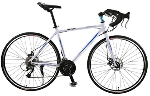 ZXLLAFT Road Bike 700C aluminium racingcykel helt aluminiumcykel med 27 hastighetsgruppset däck och sadel (49 cm), E