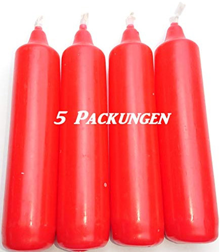 apog Versand® 5er Pack Adventskerzen rot ca. 23 x 105 mm (5 x 4 Stück) Weihnachtskerzen, Christbaumkerzen, Pyramidenkerzen, Baumkerzen, Kerzen