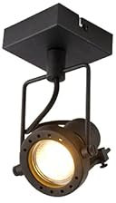 Qazqa - Industrial Spotlight Ceiling Black - Suplux- - Industrial - Suitable for LED GU10 | 1 Way Light - Steel Surface-Mounted spotway Light - Suitable for Kitchen I Bedroom I