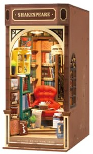 getDigital Tiny House Bücherregal-Haus Holzbausatz Buchladen, 3D-Puzzle, LED-beleuchtet, 176 Teile