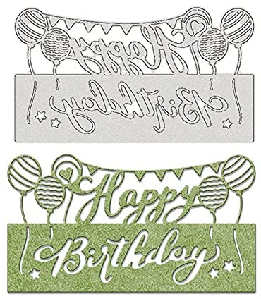 GLOBLELAND Happy Birthday Stanzschablonen Metall Schneiden Schablonen für DIY Scrapbooking Album, Schneiden Schablonen Papier Karten Sammelalbum Dekor