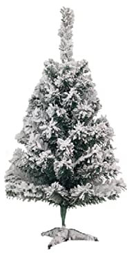 WmHeoo2077 PE Weihnachtsbaum Künstlich Tannenbaum,Material PVC Weihnachtsbaum Holzständer,Beflockung Weihnachtsbaum, Künstlicher Schneebeflockung Zedernbaum,grün,90CM