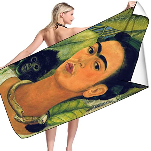 Mikrofaser Strandtuch-Badetuch Groß 100x200cm Schnell Trocknendes,Sandfreies Handtuch,Perfekt Für Strand Schwimmen,Kahlo Saunatuch (7,90x180cm)