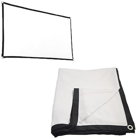 zalati Projector Screen Portable Indoor/Outdoor Movie Theater screen 16/9 polyester white soft screen For outdoor camping Collapsible High Contrast Hanging Hole Grommets - 51inch