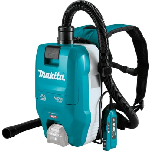 Makita VC009GZ01 Akku-Rucksackstaubsauger 40V max. mit AWS (ohne Akku, ohne Ladegerät), Petrol/Schwarz