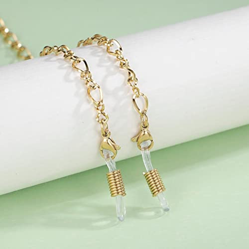 Brillenkette Damen Herren Lesebrillen Kette Lanyard Mode Edelstahl Sonnenbrillen Ketten Brillenband Brillenband Goldfarbe