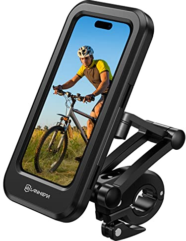 Lanhiem Motorcykel Mobiltelefonhållare, Universal Vattentät Cykel Mobiltelefonhållare med 360° Rotation, Kompatibel med 5,5 tum till 6,8 tum Smartphone (svart)