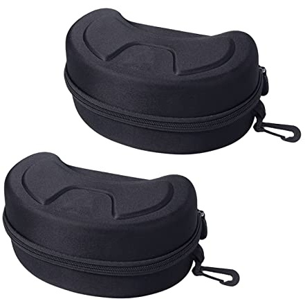 SUNTRADE Large Hard Sports Glasses Case, Snow Goggles Box, Sports Glasses Storage Holder, Protective Goggle Case,2pcs (Black)