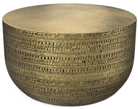SIMPLIHOME Johnsen Boho 30 Zoll breiter Metall Couchtisch in Antik Gold, komplett montiert, für das Wohnzimmer und Schlafzimmer
