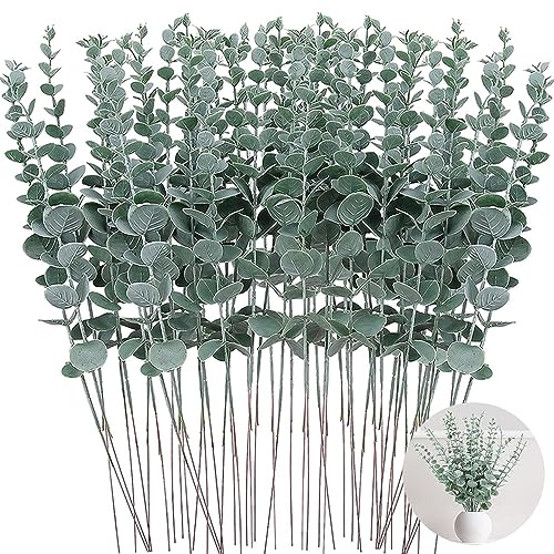 SXCCNW Künstliche Eukalyptus Zweige, 50 Stück, 38 cm Grün - Deko für Garten, Hochzeit, Party, Home-Dekoration