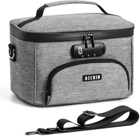 OZCHIN Große Aufbewahrungsbox mit Zahlenschloss, Karbonfutter, verschließbare Tasche, langlebige Aufbewahrungskoffer, stilvolle und tragbare Reisetasche, Organizer, abschließbare Box, tolles Geschenk