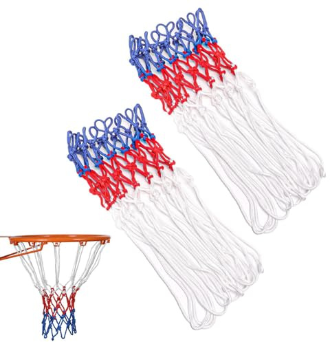 DGHOME 2 Pcs Heavy Duty Basketball Net Replacement, Braided Multicolor Basketball Net Fits Standard 12 Loop Hoop for Indoor or Outdoor Gym Equipment, Strong and Durable