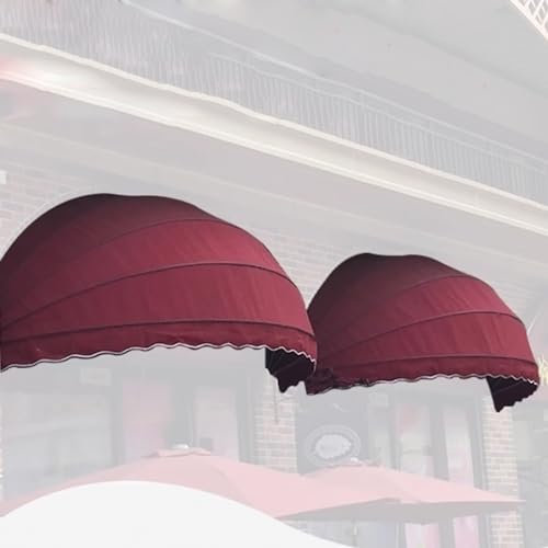 KDDFN Faltbare Bogenmarkise,Kuppelmarkise,Wasserfeste Terrassenmarkise,Mehrfarbig Türvordach,Außenüberdachung,UV-Schutz Schattenspender,Sonnensegel,Grün/Braun/Rot/Blau (Diameter:150cm/59in,Red)