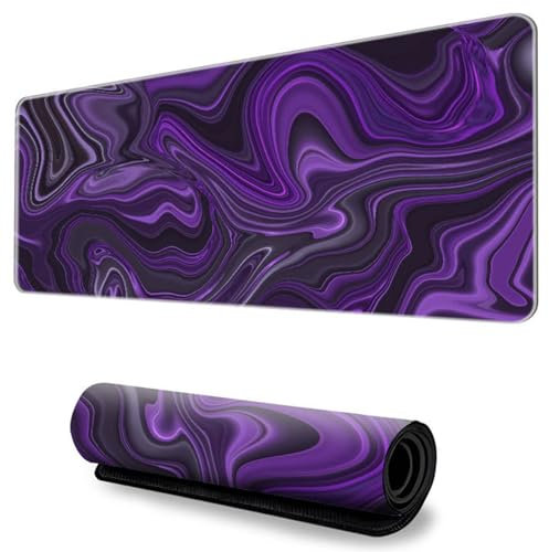 Hixingo Fluide Coloré Tapis Souris XXL/L, Gaming avec Base antidérapante et bords cousus, pour bureau et maison (900 x 400 x 3 mm, Violet 3)