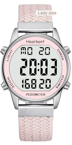 Schrittzähler Uhr für Damen-Einfach Schrittzähler Ohne App und Handy-30M Wasserdichte,Senioren Armbanduhr Sportuhr mit Schritt-/Kalorienzähler/EL-Hintergrundbeleuchtung,Stoppuhr/Countdown(Rosa)
