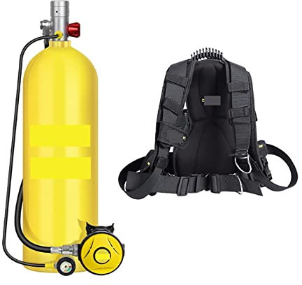 IIGEN Tauchflasche 4 Liter X7000 Tauch- Und Schnorchelausrüstung, Atemschutzmaske, Kiemen-Sauerstoffflasche, Ersatz Ultrahohe Stabilität(Yellow bottle with Silver head—A)