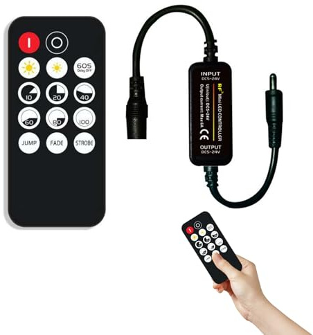 Mini RF Dimmer Controller, Mini LED Telecomando Controller, LED RF Wireless Remoto, LED Telecomando Dimmer Banda, 14 Tasti Mini Controller Dimmer RF, Mini RF LED Dimmer Controller, (Singolo Colore)