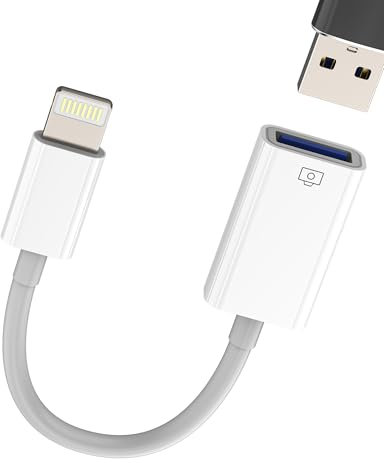 Adaptateur USB 3.0 Femelle vers Lightning pour IPhone 14 13 12 Pro Max Certifié pour Apple MFI Prise Smartphone pour IPad OTG Clé USB-A Lecteur Carte Photo Appareil Numérique Câble Externe Connecteur