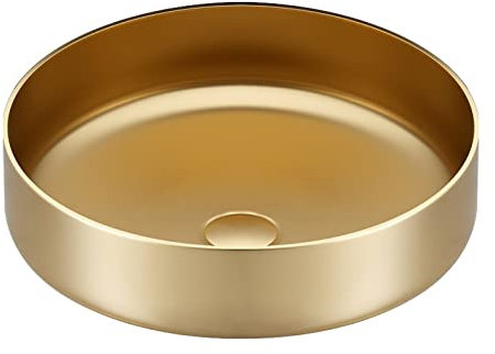 Fregadero para recipiente de baño Lavabo redondo de acero inoxidable mate Fregadero para recipiente de baño de 15,2 pulgadas sobre el mostrador Lavabo de encimera Lavabo artístico para baño Tocador de