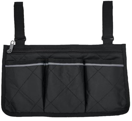 KASESSS 2 PCS Wheelchair Bag, Wheelchair Bags for Back of Chair Elderly, Wheelchair Side Bag Durable, Wheelchair Armrest Bag with Reflective Stripe, Wheelchair Storage Bag for Seniors,Adults (Black)