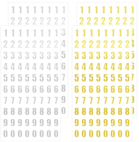 4 Blatt Zahlen Aufkleber Gold Silber Zahlen zum Aufkleben 0-9 Klebezahlen 320 Stück Glitter Number Stickers Selbstklebende Zahlen für DIY Handgemachte Sammelalben Grußkarten Kunsthandwerk Datum