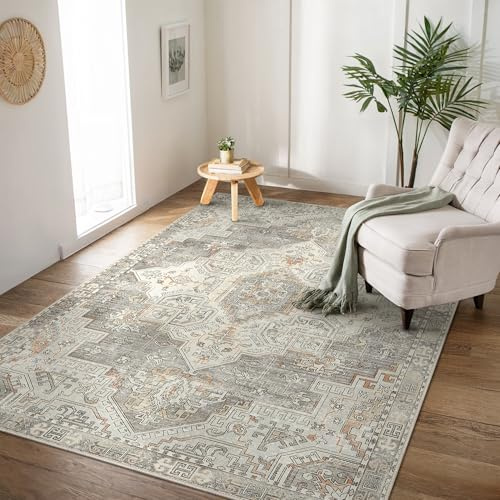 BEIMO Tapis Vintage Boho Lavable 80x150 cm, Antidérapant, Durable et Non-Fussel, Tapis Salon, Chambre, Bureau à Domicile