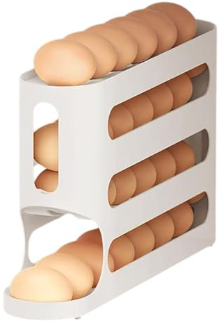 Huevera para refrigerador - hueveras para refrigerador, Hueveras automático de 4 capas para hueveras | Organizador de huevos que ahorra espacio de alimenticio Dispensador de huevos de gran