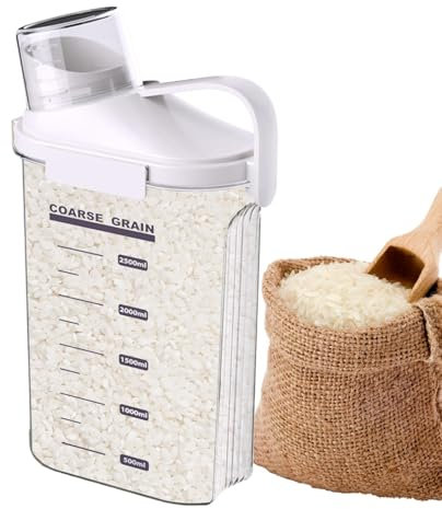 Huxibai Récipient à céréales - Bocaux de conservation hermétiques - Grand récipient de rangement pour aliments secs avec bec verseur - Verre doseur pour farine et céréales