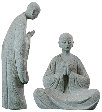 TINEASUR 2 Pièces Statue De Bouddha Micro-Paysage Petite Sculpture De Moine Statue De Moine pour Le Sculpture De e De Jardin Décorative De e Mini-e Pierre Light Grey