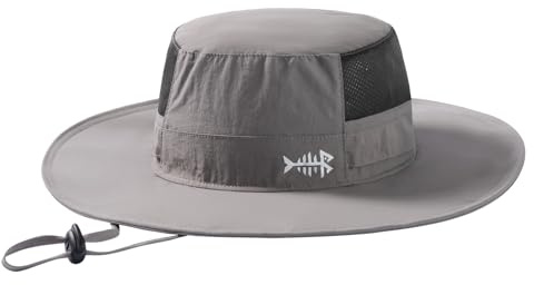 Bassdash UPF 50 fiske solhatt män vattentät unisex brett brätte hink boonie hatt utomhus fiskarhatt för vandring camping safari klassisk buskhatt FH15, LJUSGRÅ, M
