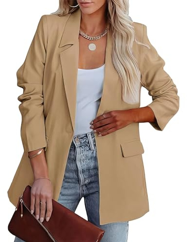 MGizo DtiSpectrum Blazer de Mujer - Chaqueta de Traje Holgada de un Solo Pecho con Abertura Frontal para el Trabajo, Chaquetas de Negocios con Cuello de Solapa y Manga Larga.