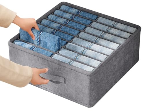 Colexy Organizer in Tessuto per Cassetto,Organizer Armadio Cassettiera, Organizzatore Pieghevoli, Organizzatore per Biancheria Intima, Pieghevole,per Maglioni, Jeans, Vestiti, Magliette, Grigio Scuro