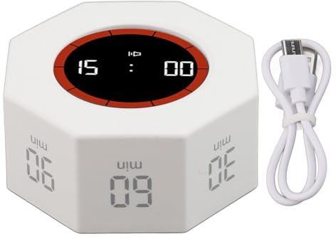 Pomodoro Productivity Timer Cube, Schreibtisch Produktivitätswürfel Timer mit G -Sensor Tragbarer USB -Wiederaufladungs ​​-Flip -Uhr für Aufgabenstudien Küche Küche