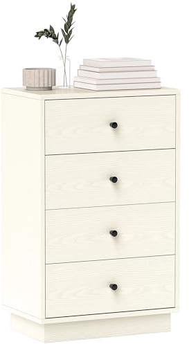 HOMCOM Commode 5 Tiroirs Moderne avec Poignées 47 x 29 x 95 cm Crème